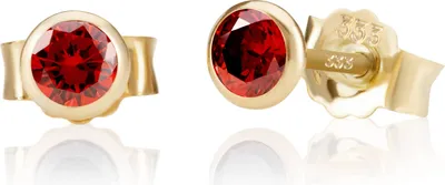 Produktbild von Paar 5,0mm 333 Gelb Gold 8 Karat Ohrstecker Zirkonia Granat Butterfly Verschluss