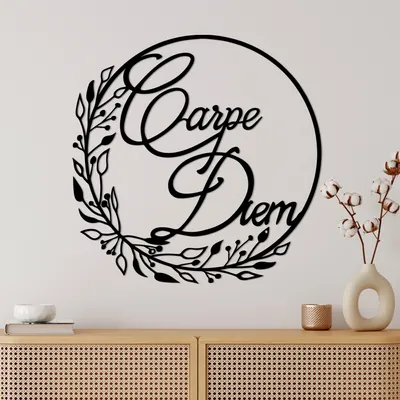Produktbild von Wallity, Carpe Diem 1, Dekoratives Wandaccessoire aus Metall, Schwarz, 100 % METALL, 56 x 56 cm