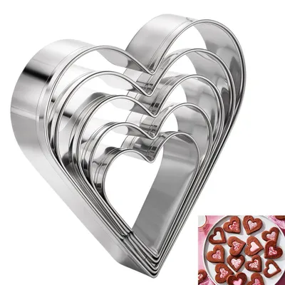 Produktbild von Ausstechformen Herz Set 5 Stück Edelstahl Keksausstecher DIY Backwerkzeuge