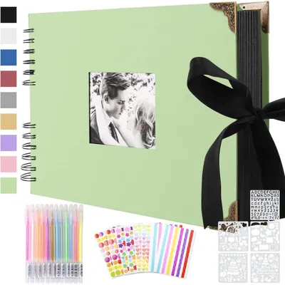 Produktbild von Fotoalbum zum Selbstgestalten, Scrapbook 80 Schwarze Seiten, 30 x 21 cm, DIY Geschenk Set