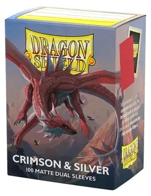 Immagine prodotto di Dragon Shield Matte Dual Sleeves Rosso Argento – 100 Protezioni Carte Standard