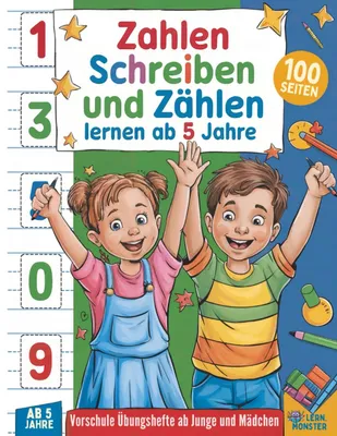 Zdjęcie produktu dla Zahlen Schreiben und Zählen Lernen ab 5 Jahre: Vorschule Übungshefte ab 5 Junge und Mädchen (Vorschulhefte)