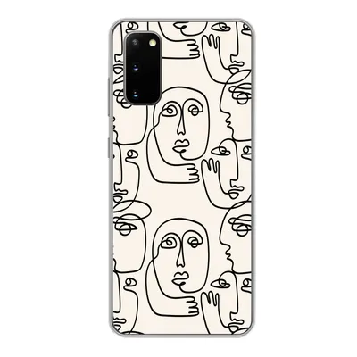 Produktbild von MuchoWow® Handyhülle Schutzhülle Hülle für Samsung Galaxy S20 Gesicht - Muster - Strichzeichnung Silikon Softcase Handy Hülle - Bild
