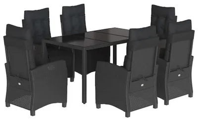 Produktbild von vidaXL 7-tlg. Garten-Essgruppe mit Kissen Schwarz Poly Rattan