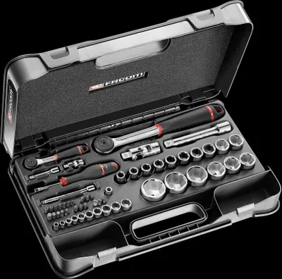 Produktbild von FACOM RS.161-2 Steckschlüsselkasten, Knarrenkasten, 53-tlg. 1/2" + 1/4''