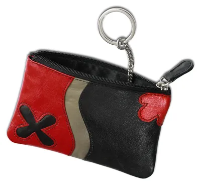 Produktbild von Etui schwarz rot DrachenLeder Schlüsseltasche Brieftasche OPS901S