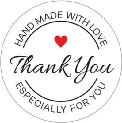 Produktbild von Runde Aufkleber, weiß, Fi30mm, Thank You 7 – 200 Stück