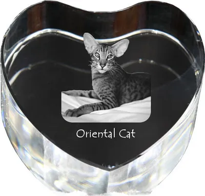 Produktbild von Orientalische Katze - Kristalluhr mit Katzenbild, Herzregal-Uhr, personalisierte Standuhr von Art-Dog.