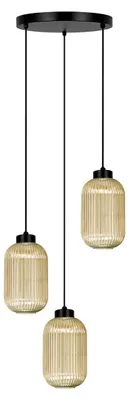 Zdjęcie produktu dla Lampa wisząca FADIGA bursztynowo-czarna 3xE27x20W szkło wym:100x34x34cm IP20 Kaja