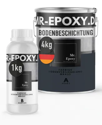 Produktbild von Mr. Epoxy Epoxidharz Bodenbeschichtung (5 kg, RAL 7016 Anthrazitgrau) - 2K Betonfarbe für Garagen, Keller & Werkstatt Boden - Flüssigkunststoff Epoxid Grundierung und Bodenversiegelung