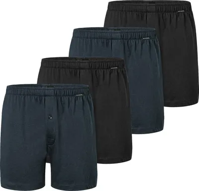 Produktbild von Schiesser 4er Pack Singel-Jersey Boxershorts Lockere Passform, Funktionale Knopfleiste, Weiche Single-Jersey-Qualität
