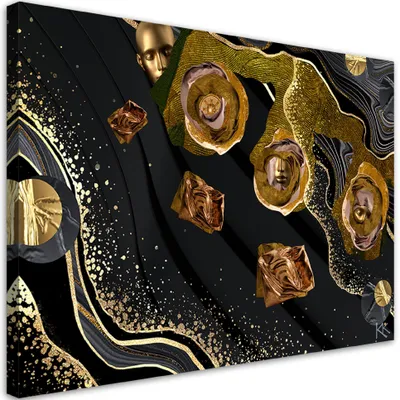 Produktbild von Leinwandbild Goldene Gesichter Abstraktion 120x80 Feeby Gold bild für die wand bereit zum aufhängen