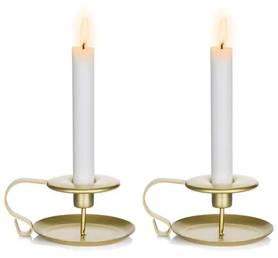 2er-Set Metall-Kerzenhalter, Kegel, Gold, für Tischdeko