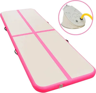 Produktbild von Aufblasbare Gymnastikmatte mit Pumpe 600x100x10 cm PVC Rosa