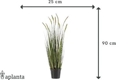 Immagine prodotto di erba artificiale di coda di volpe in vaso con fiori H. 90cm Pianta in vaso smeraldo