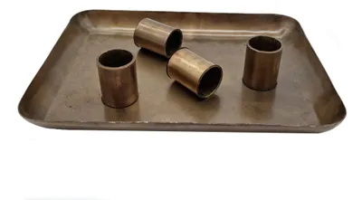 Image de Plateau à bougies en métal - doré - avec 4 supports de bougies magnétiques
