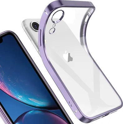 Produktbild von iPhone XR Hülle, LaimTop Leicht Transparent Klar Gel TPU Silikon Quadratisch Überzug Rahmen Schutzhülle für iPhone XR Lila