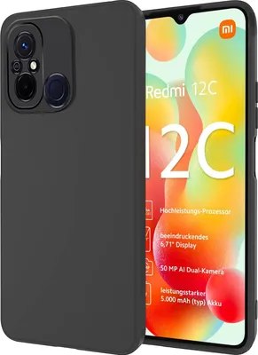 Zdjęcie produktu dla Silikonowe etui na telefon komórkowy Xiaomi Redmi 12C Protective Cover Matt Black Backcover