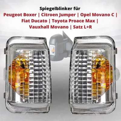 Produktbild von Spiegelblinker für Peugeot Boxer | Citroen Jumper | Opel Movano C | Fiat Ducato | Toyota Proace Max | Vauxhall Movano |   Satz L+R