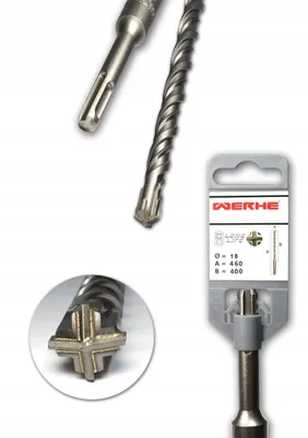 Zdjęcie produktu dla WERHE Wiertło krzyżowe do betonu SDS PLUS 18x460 mm