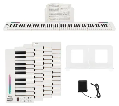 Productafbeelding van COSTWAY Draagbaar elektronisch piano, keyboard met 88 toetsen, modulair digitaal piano met sustainpedaal, notenklem, MIDI-functionaliteit, split- en dual-tone functies, elektronisch piano