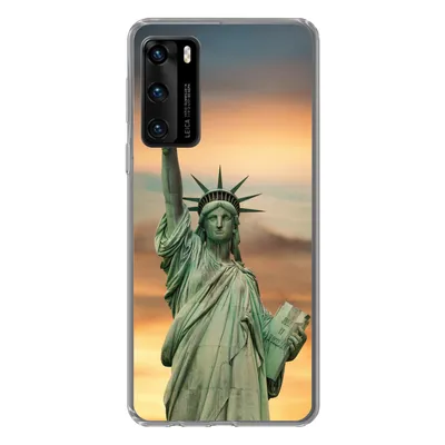 Produktbild von MuchoWow® Handyhülle Schutzhülle Hülle für Huawei P40 New York - Freiheitsstatue - Sonnenuntergang Silikon Softcase Handy Hülle - Handytasche