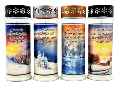 Produktbild von 4er SET Premium 7 Tage Design Grablicht "Winterlandschaft"