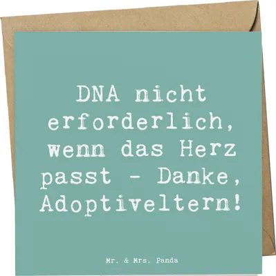 Produktbild von Mr. & Mrs. Panda Grußkarte Spruch Liebe Adoptiveltern - Meeresbrise - Geschenk, Bindung, Glückwunschkarte, Klappkarte, Familienpflege, Lächeln, faltkarte, Jubiläen, Glück
