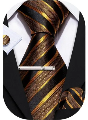 Produktbild von Herren Krawatten Set Seide Paisley Karomuster mit Einstecktuch Manschettenknöpfen Krawattennadel Geschenkbox