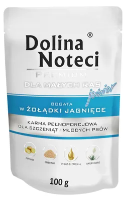 Zdjęcie produktu dla Dolina Noteci Premium bogata w żołądki jagnięce, Junior, XS (<4 kg), Jagnięcina, 100 g