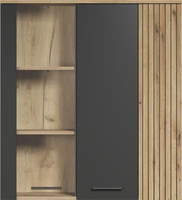 Image de CALICOSY - Rangement vitré suspendu, 2 portes dont une avec verre trempé L90 cm - Esteban
