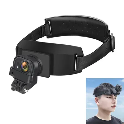 Produktbild von Kamerahalterung, kopfmontierte Sportkamerahalterung, einstellbarer Kopfumfang 57–90 mm, magnetisch, 240°-Einstellung, passend für Insta360GO