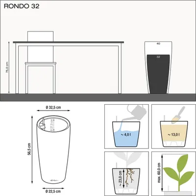 Obrázek produktu pro Samozavlažovací květináč Lechuza Rondo Ø 32 x 56 cm antracit