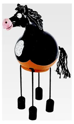 Produktbild von Gartenstecker aus Keramik - Wetterfeste Gartendekoration für den Außenbereich - Gartenfiguren und Gartenstatuen - Schwarzes Pferd