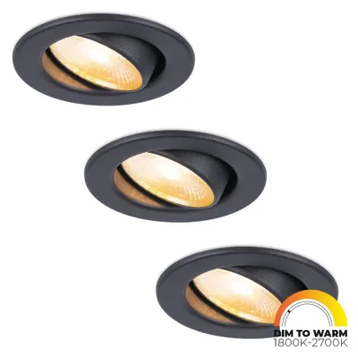 Produktbild von hoftronic LED Einbaustrahler 3x 5W 360lm Dim to warm IP44 Schwarz Schwenkbar