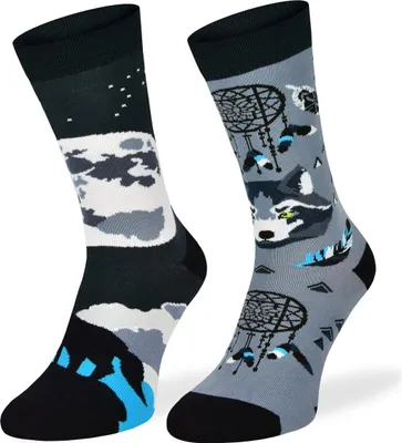 Produktbild von SKIETY Bunte Lustige Socken für Erwachsene Baumwolle, Wolf, 35-38