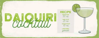 Produktbild von vianmo Holzschild 10x27 cm Daiquiri Cocktail Recipe Essen Trinken