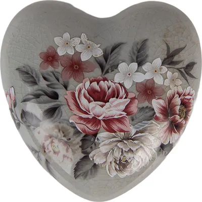 Zdjęcie produktu dla Clayre & Eef dekoracja serce kwiaty 8x8x4 cm