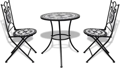 Produktbild von vidaXL 3dílný bistro set keramický černobílý