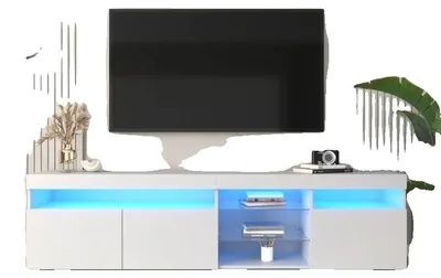 Obrázok produktu pre TV stolík, moderný dizajn, nastaviteľné LED osvetlenie, BIELY