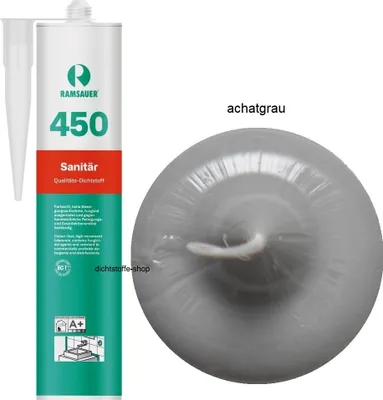 Produktbild von Ramsauer 450 Sanitär 1K Silikon Dichtstoff 310ml Kartusche achatgrau