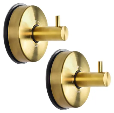 Imagen del producto de Ganchos para toallas de acero inoxidable, color dorado, con ventosa de vacío, para baño y cocina