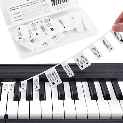 Produktbild von Klebende Klaviertasten Notenaufkleber Klaviernoten - 88 Tasten - Silikon, wiederverwendbar - Schwarz