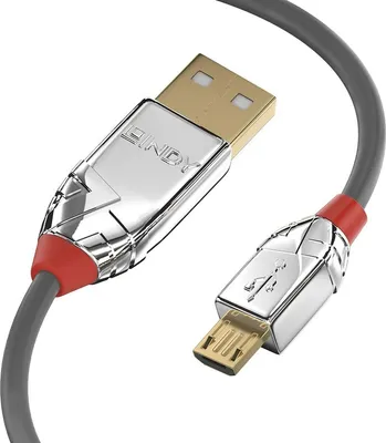Produktbild von Lindy 36654, 5 m, USB A, Micro-USB B, USB 2.0, 0,48 Gbit/s, Grau