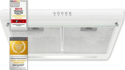Produktbild von Exquisit Dunstabzugshaube UBH 50-2.2 ALW | Unterbau Abzugshaube | Energieeffizienzklasse B | Weiß | 50cm breit | Unterbaugerät | Aktivkohlefilter