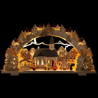 Produktbild von Schwibbogen Adventszeit mit beleuchteter Kirche (70x41cm) von Tietze Erzgebirgsdesign