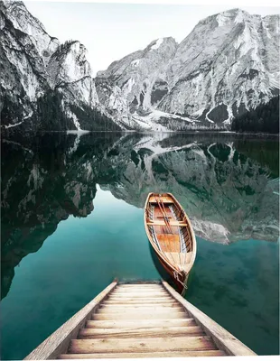 Produktbild von Wandbild - Blau - Grau - Braun - 40 x 50 cm - Glacier Mountain Lake