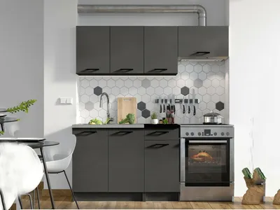 Immagine prodotto di Cormone - Cucina, Nero Antracite, un Ripiano, Elettrodomestici non inclusi