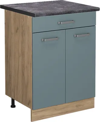 Produktbild von Küchenunterschrank Vicco R-Line Blau-Grau 60 cm mit Schublade, AP Anthrazit, Model 45724