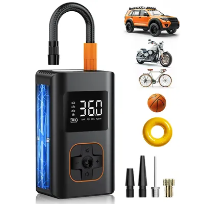 Produktbild von Reifenfüller Tragbarer Luftkompressor, 8000 mAh kabellose Luftpumpe für Autoreifen, 150 PSI elektrische Fahrradreifenpumpe